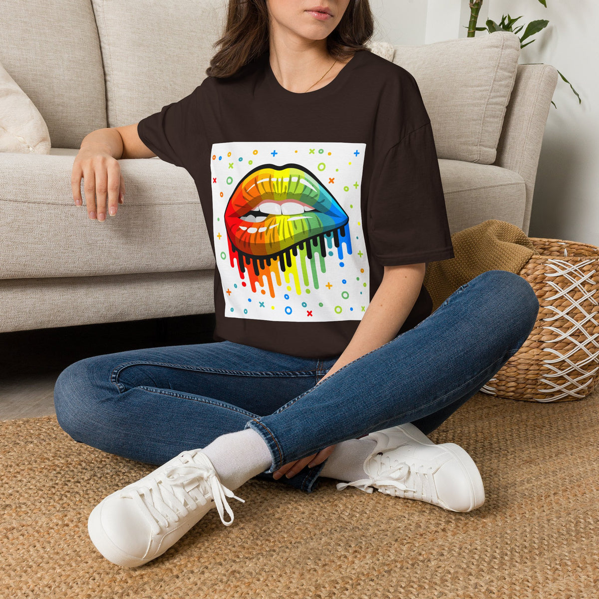 Rainbow Drip Lips T-Shirt — Pride LGBTQ+ Colorful Lip Graphic Tee