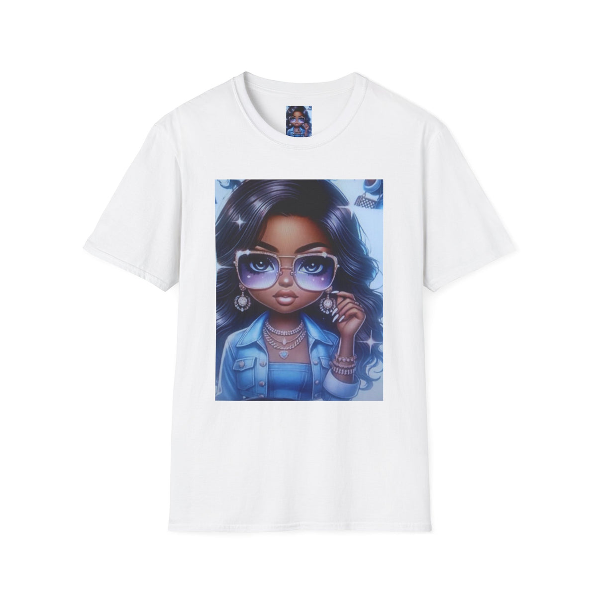 Afro Chic Graphic Tee — Girl with Sunglasses Illustration