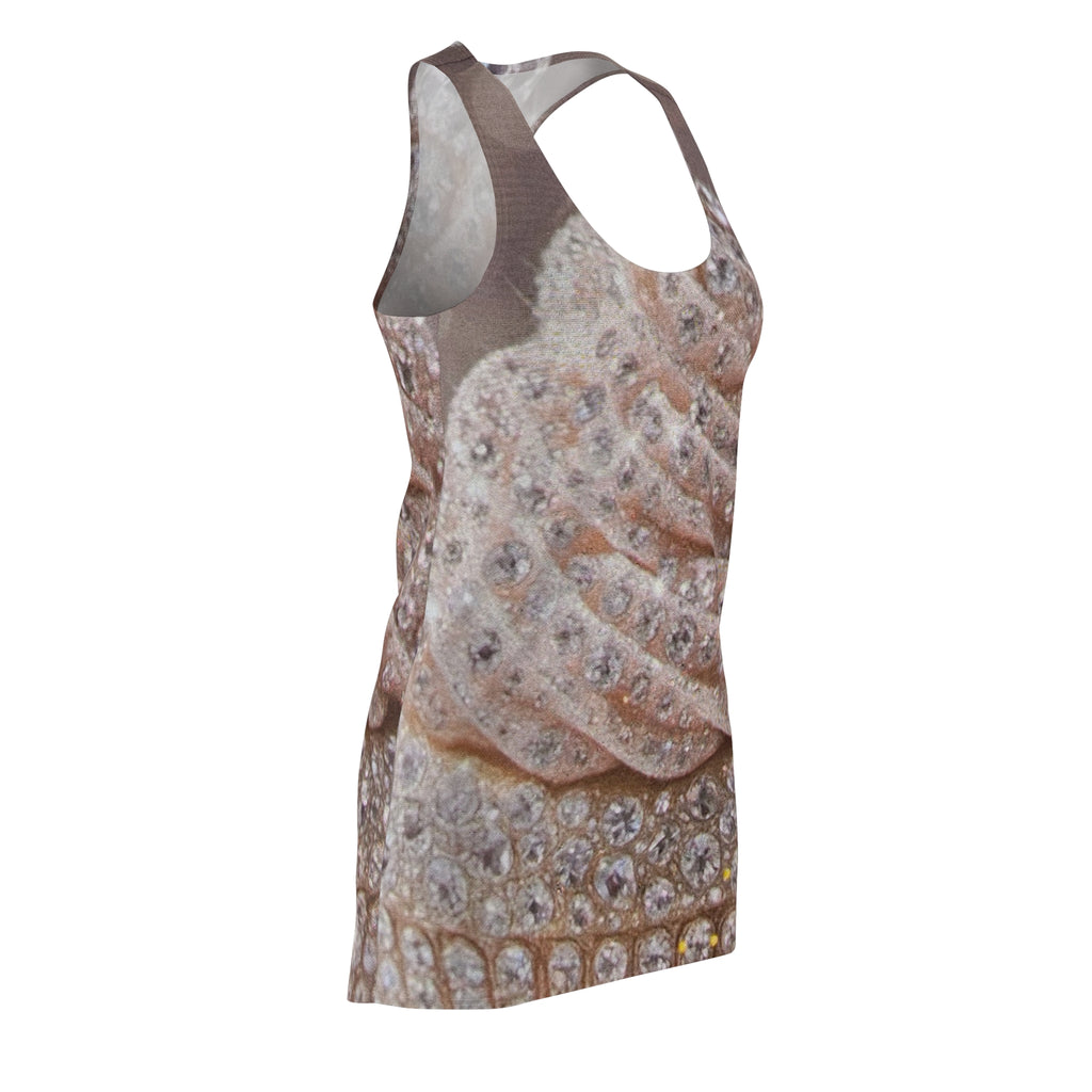 Rhinestone Spiral Racerback Dress — Sparkling Jewel Print Women's Dress