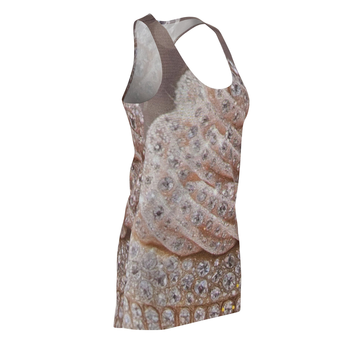 Rhinestone Spiral Racerback Dress — Sparkling Jewel Print Women's Dress