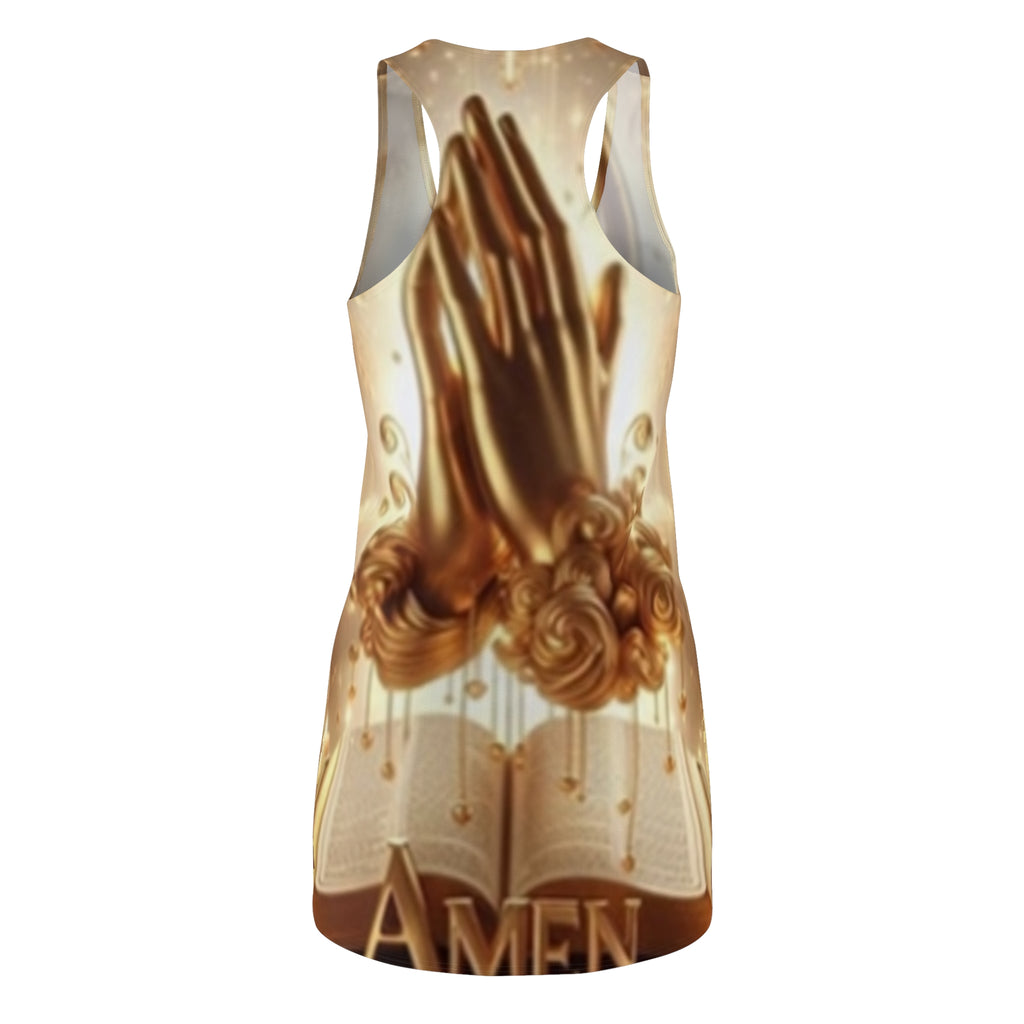 Prayer Hands Racerback Dress — 'Amen' Religious All-Over Print