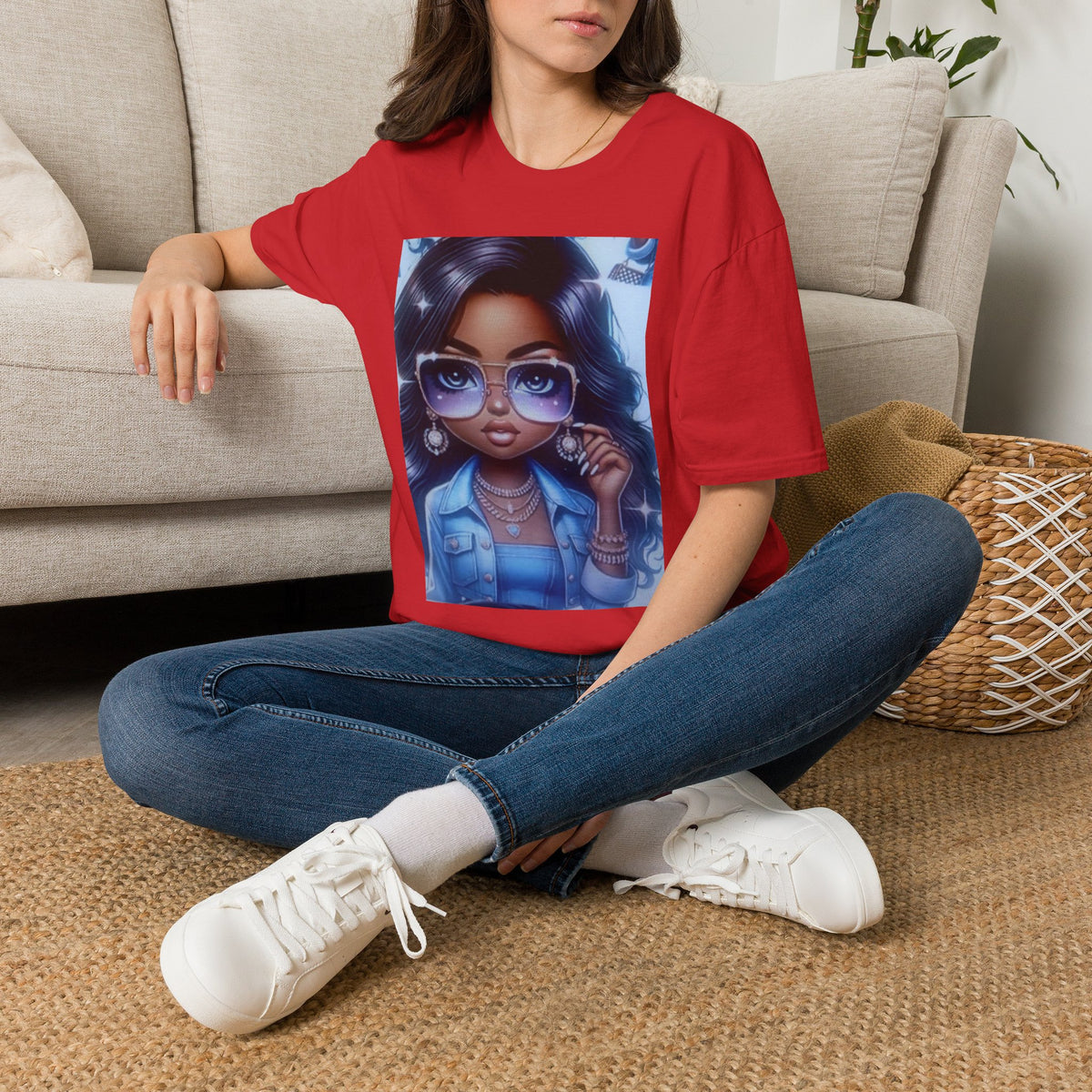 Afro Chic Graphic Tee — Girl with Sunglasses Illustration