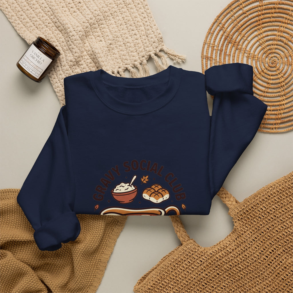 Crewneck Sweatshirt — "Gravy Social Club" Cute Comfort Food Graphic