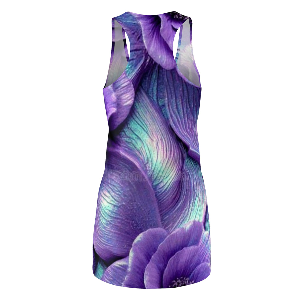 Purple Floral Racerback Dress — Vibrant All-Over Print Summer Dress