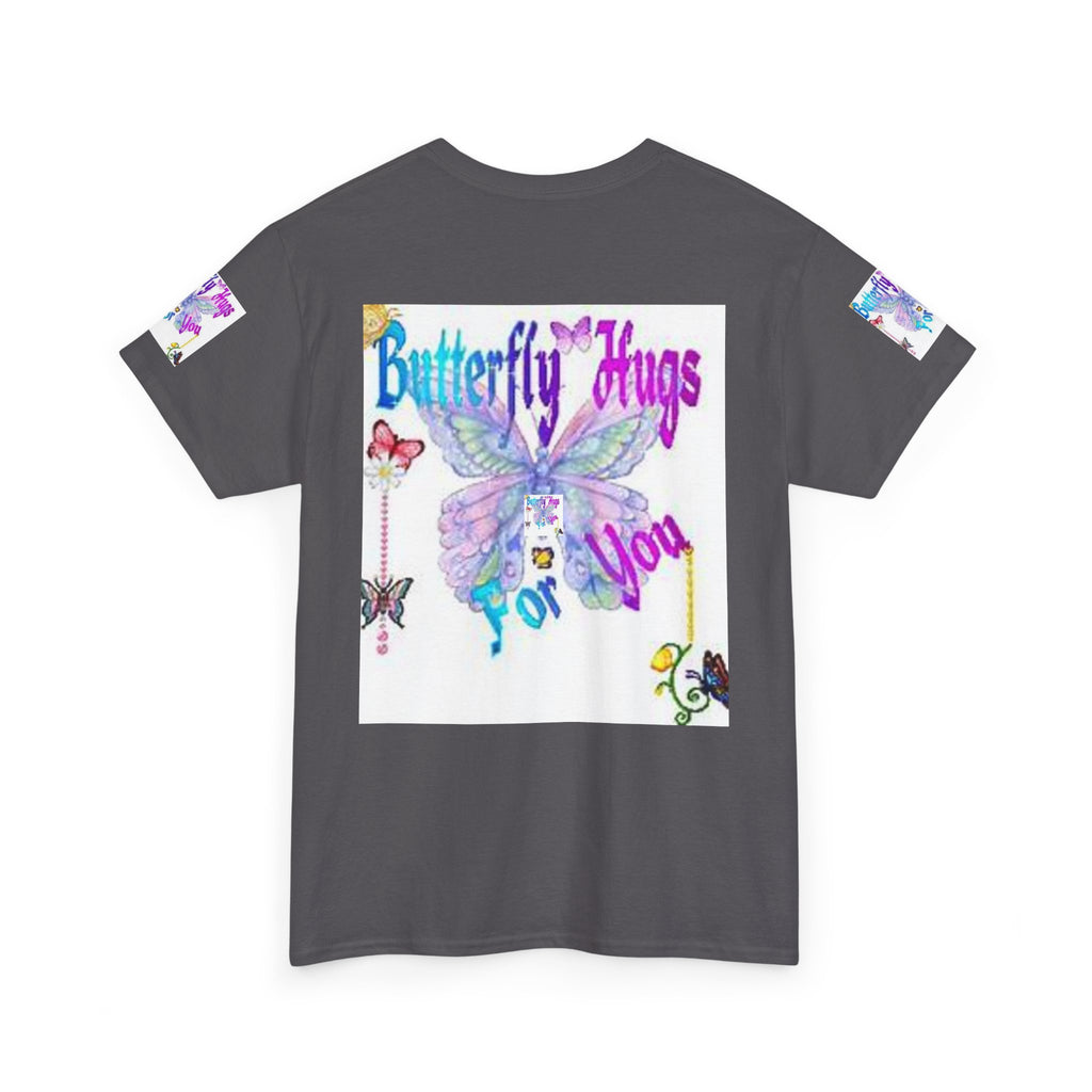 Butterfly Hugs Tee — Pastel Butterfly Graphic Shirt with "Butterfly Hugs For You"