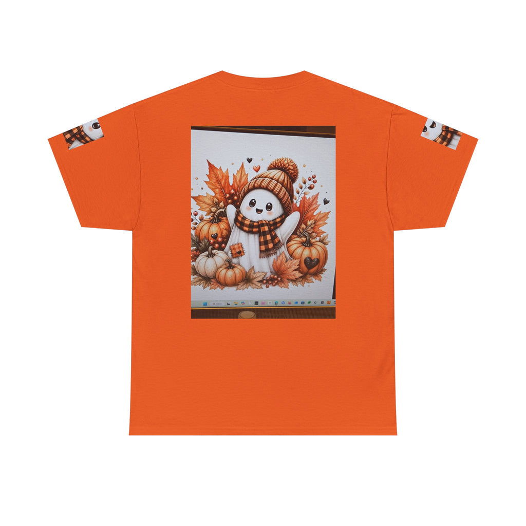 Autumn Snowman Tee — Cute Fall Pumpkin & Leaves Graphic Shirt