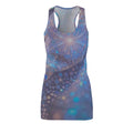 Galaxy Bloom Racerback Dress — Blue Cosmic Mandala All-Over Print