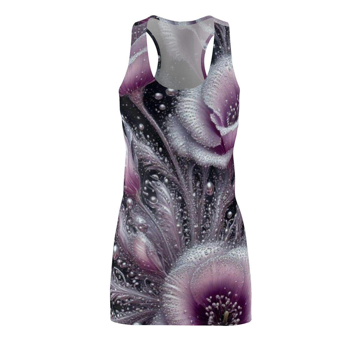 Floral Dream Racerback Dress — Purple Waterdrop Blossom All-Over Print