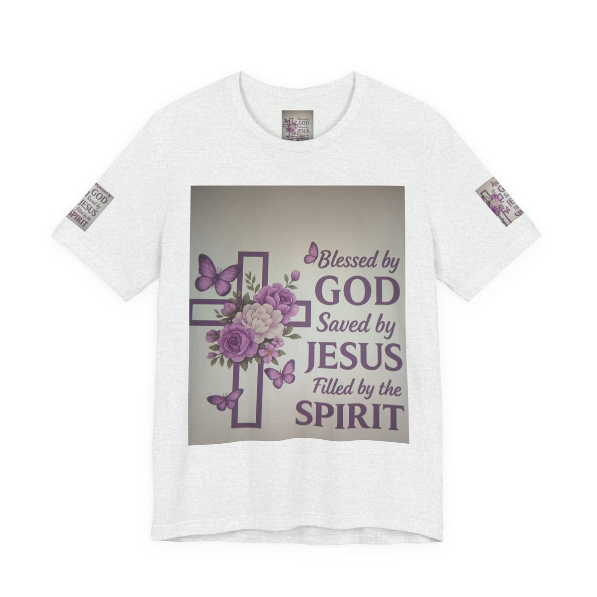 Blessed by God Christian T-Shirt — "Blessed by God, Saved by Jesus, Filled by the Spirit"
