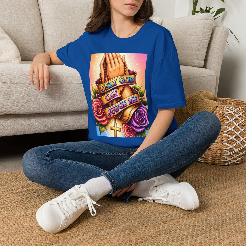 T-Shirt — "Only God Can Judge Me" Praying Hands Religious Tee