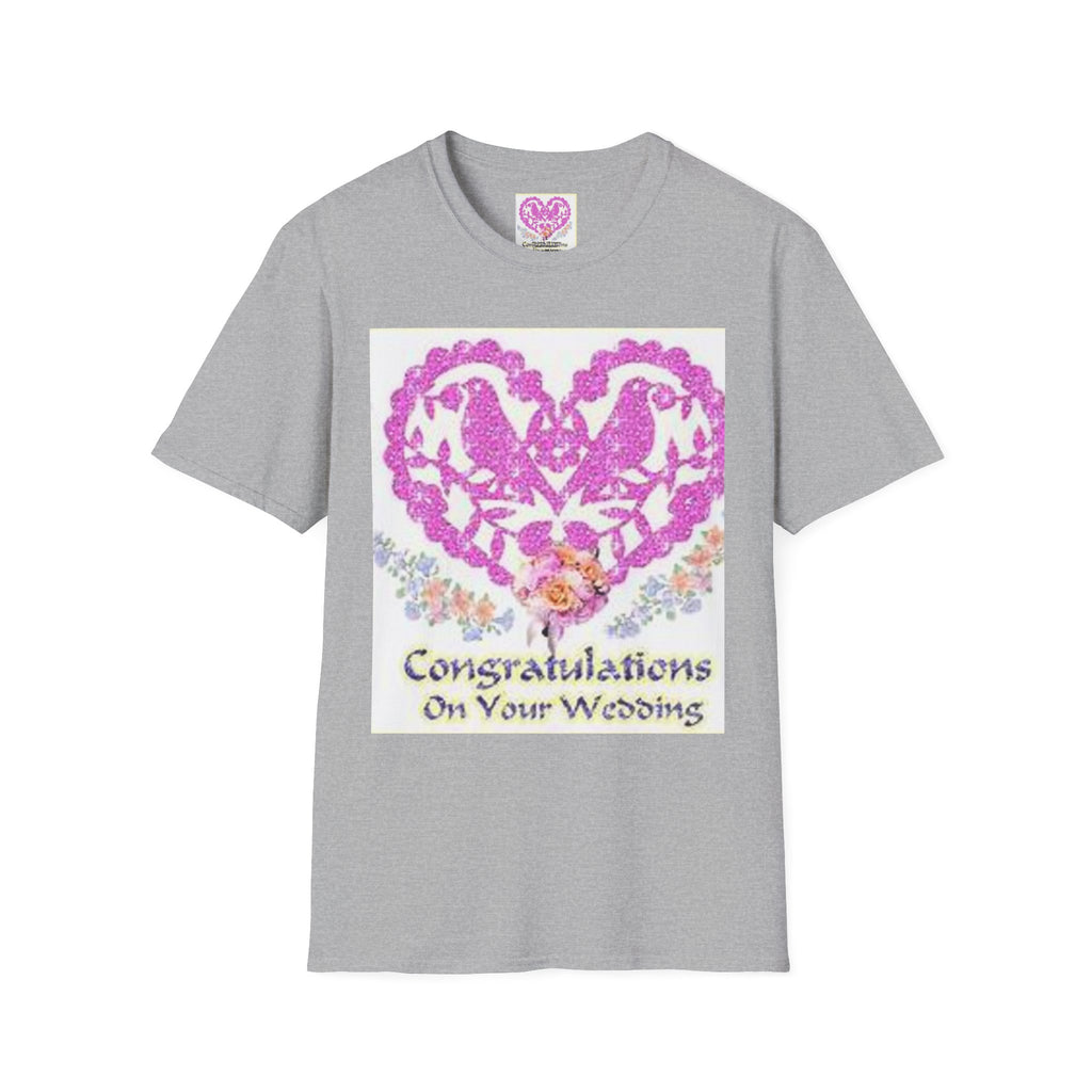Wedding Congratulations T-Shirt — Pink Glitter Heart Design