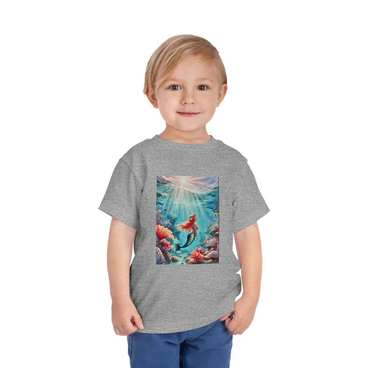 Mermaid Toddler Tee – Underwater Sunlight Sea Life Graphic