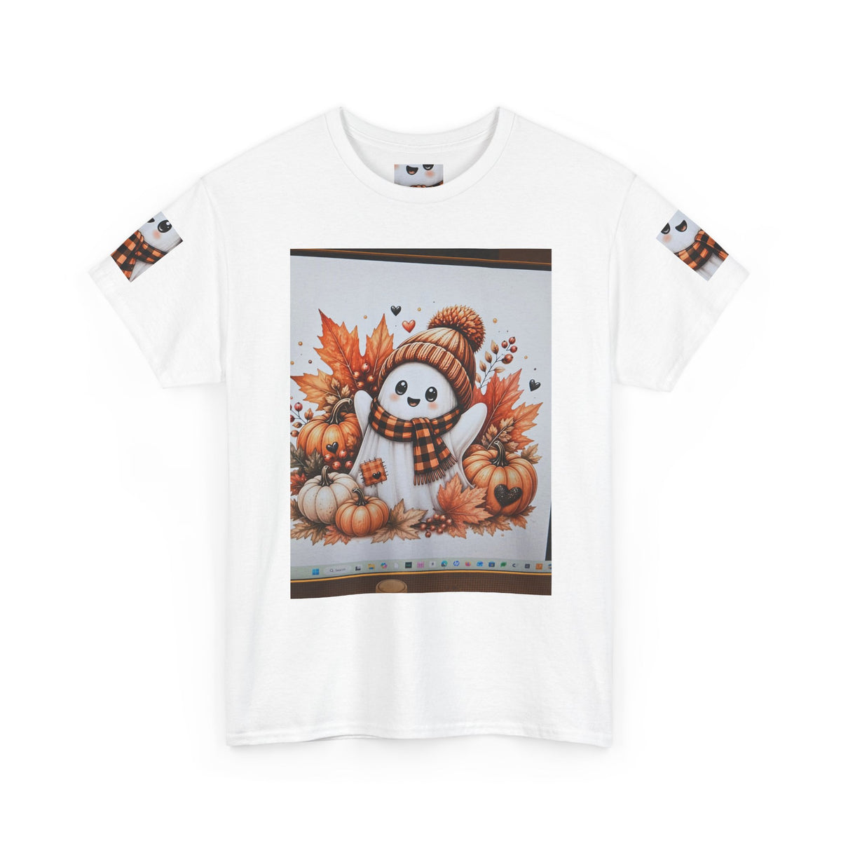 Autumn Snowman Tee — Cute Fall Pumpkin & Leaves Graphic Shirt