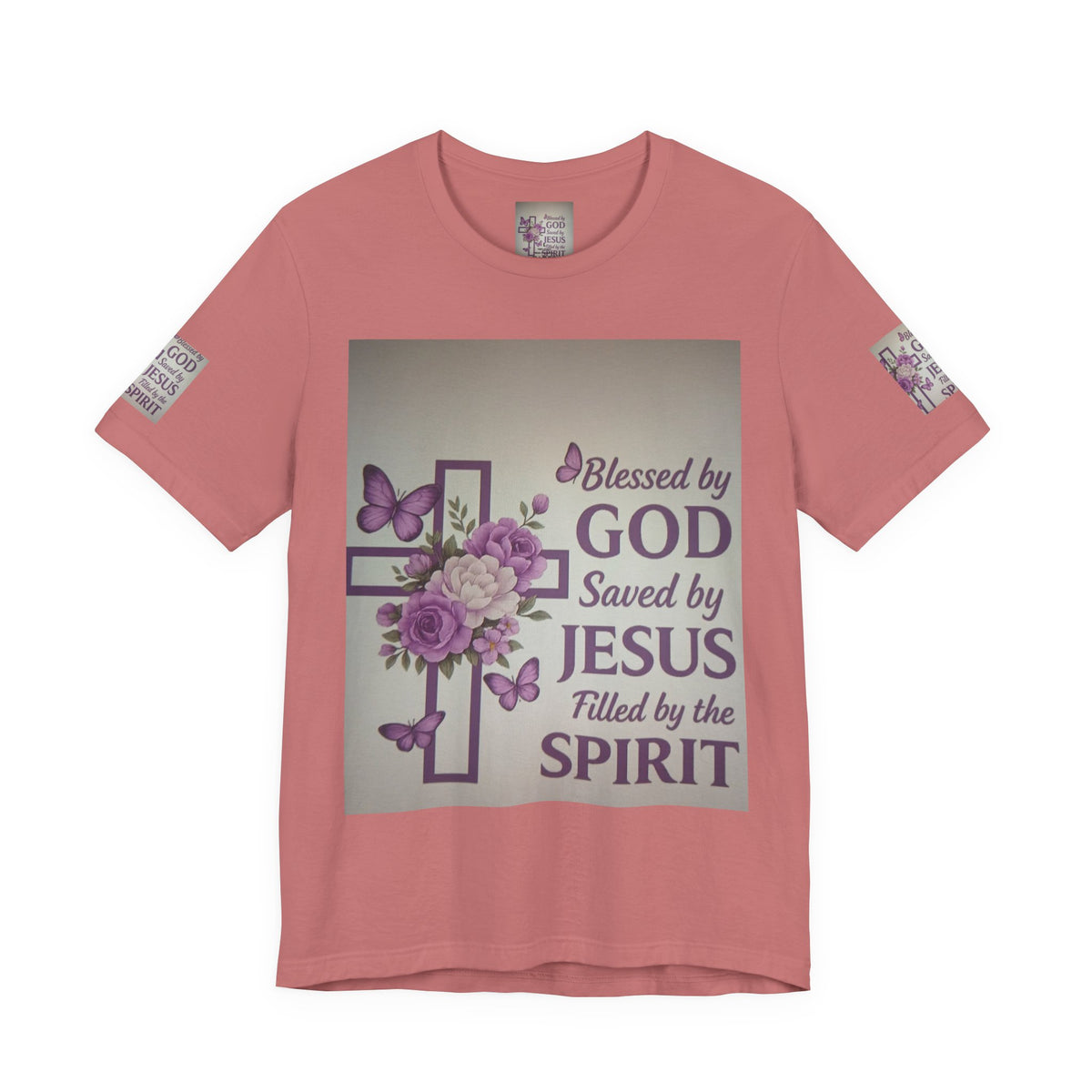 Blessed by God Christian T-Shirt — "Blessed by God, Saved by Jesus, Filled by the Spirit"