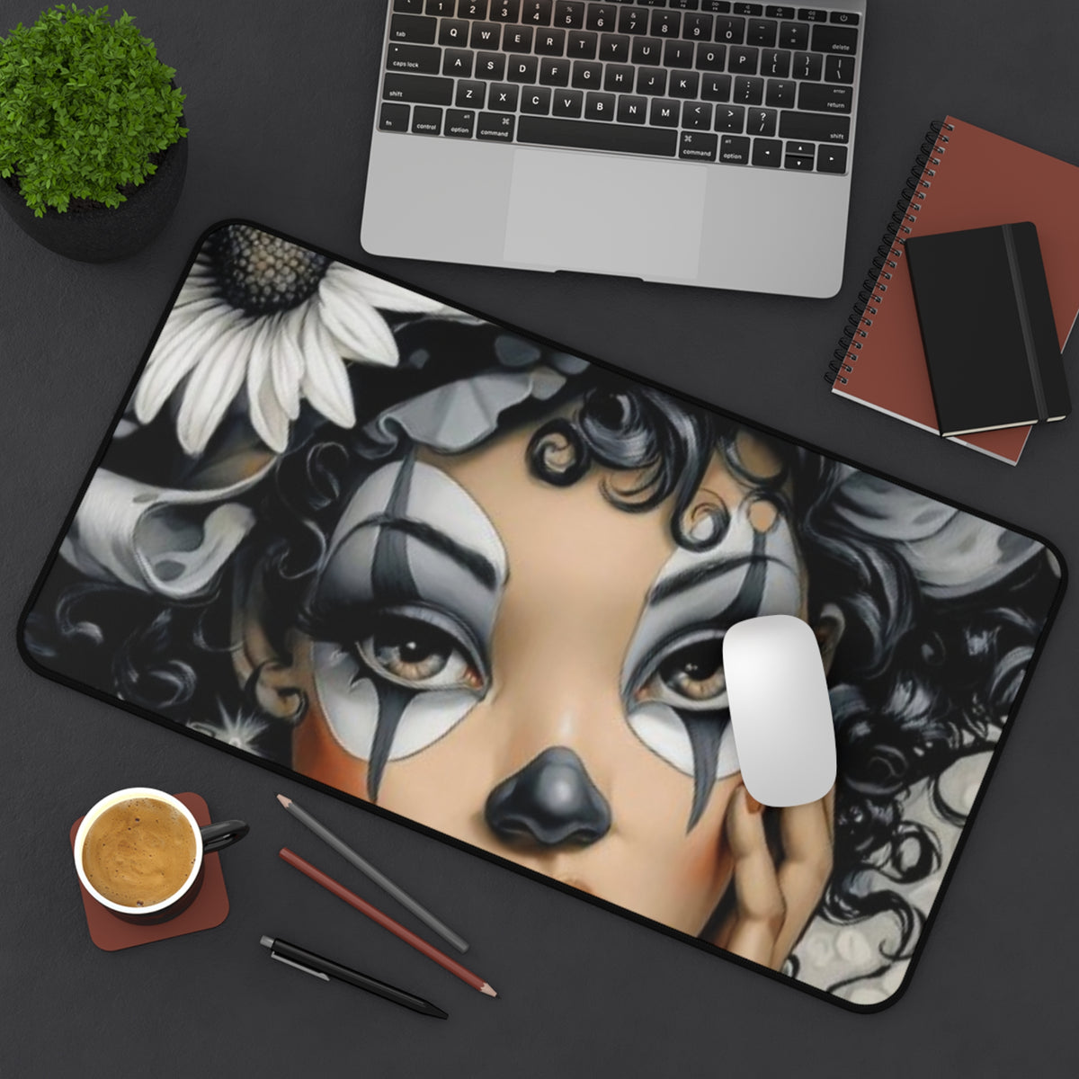 Gothic Clown Desk Mat — Moody Harlequin Mouse Pad for Gothic, Alternative Desks