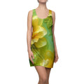 Floral Yellow Green Racerback Dress – All-Over Print Sunflower Garden