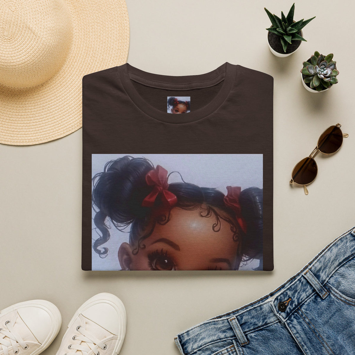 Cute Baby Girl Portrait T-Shirt — Adorable Cartoon Infant Graphic Tee