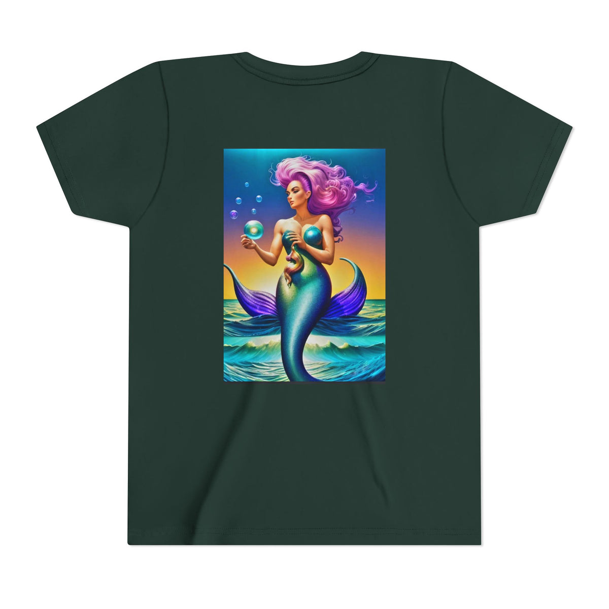 Youth Mermaid Tee — Colorful Fantasy Mermaid Graphic Shirt for Kids