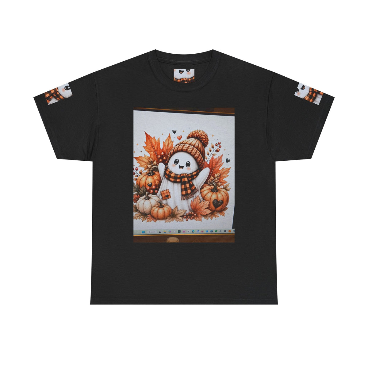 Autumn Snowman Tee — Cute Fall Pumpkin & Leaves Graphic Shirt