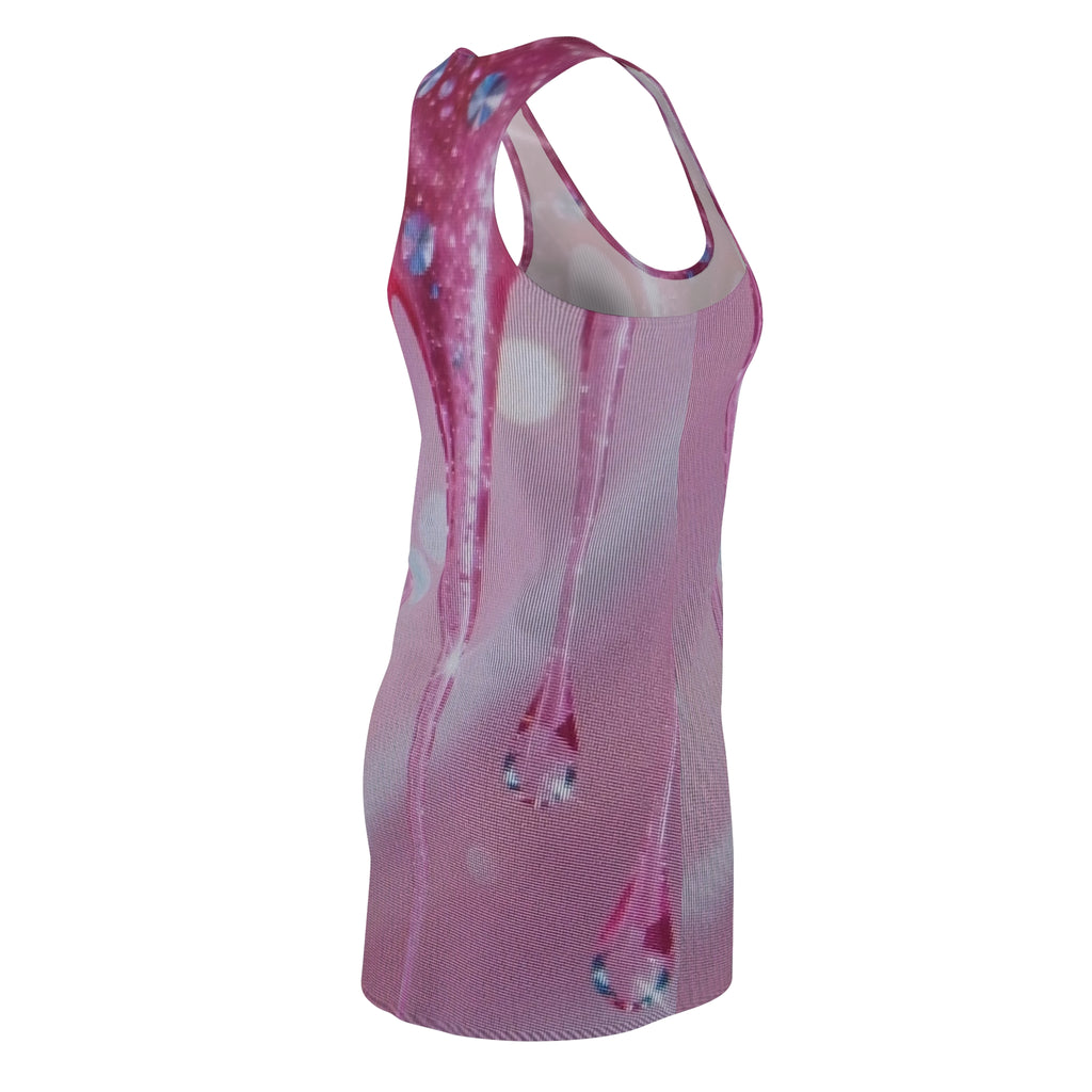 Pink Crystal Drop Racerback Dress — Sparkle Bokeh All-Over Print