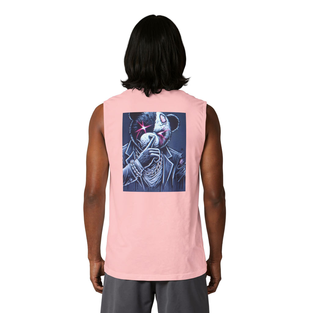 Mystery Bear Mask Muscle Tank — Dark Neon Graphic Tank Top