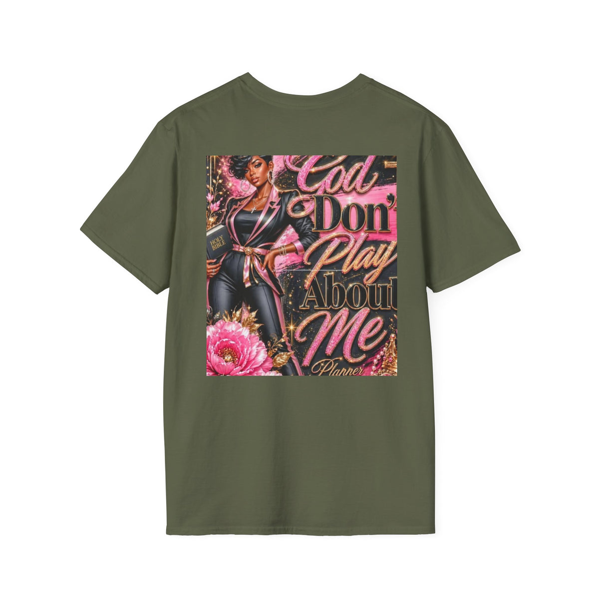 T-Shirt — "God Don't Play About Me" Pink Retro Faith Graphic Tee