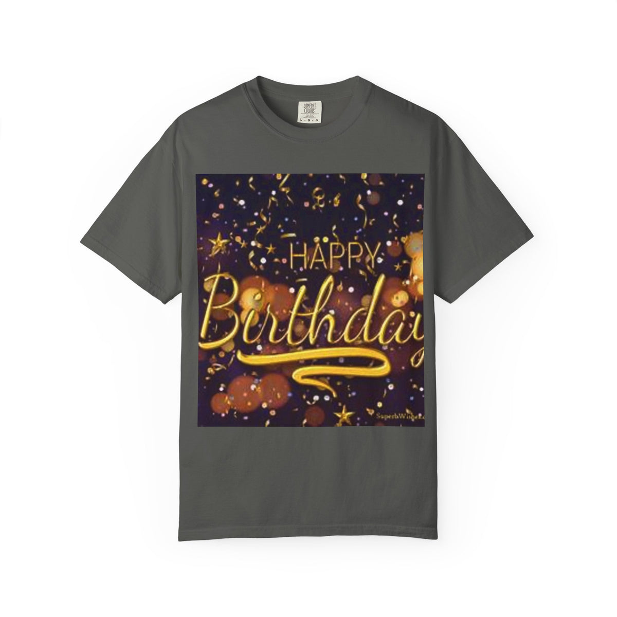 Birthday T-Shirt — Gold Confetti "Happy Birthday" Tee