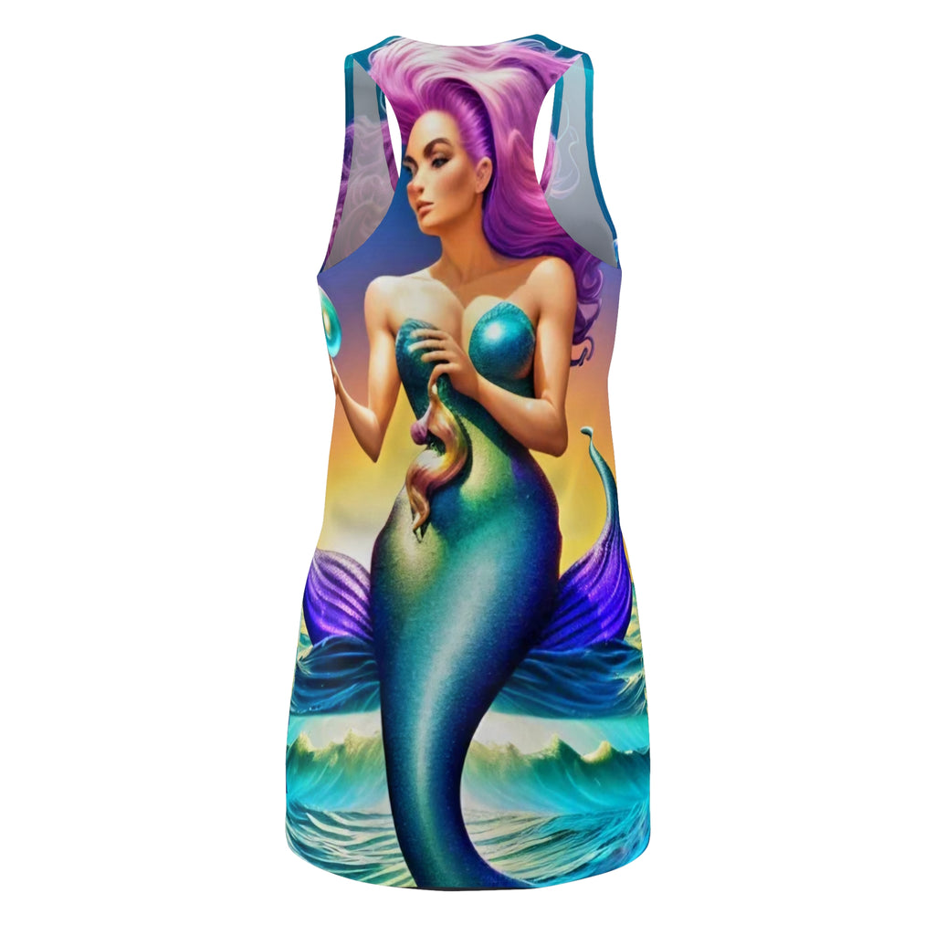 Mermaid Racerback Dress – Vibrant All-Over-Print Beachwear