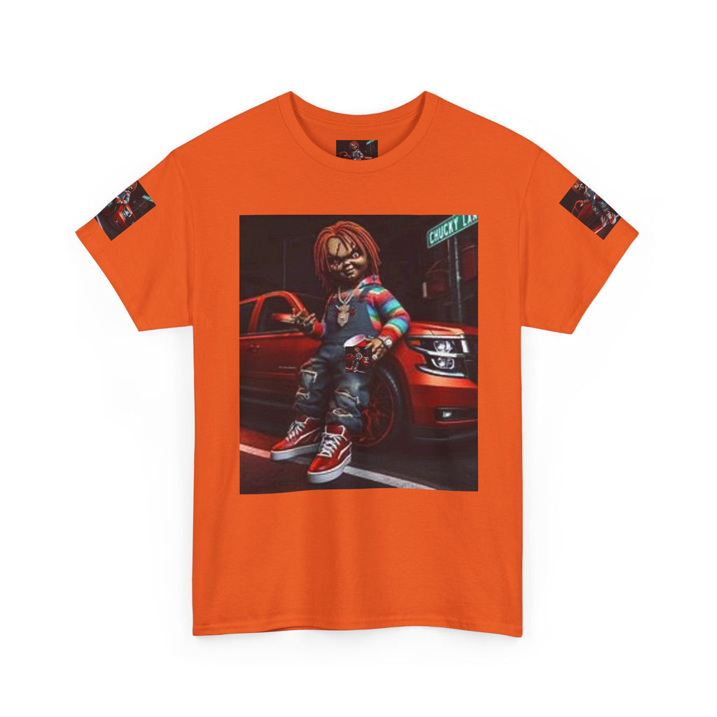 Horror Chucky Graphic Tee — Retro Red Car Street-Chill T-Shirt