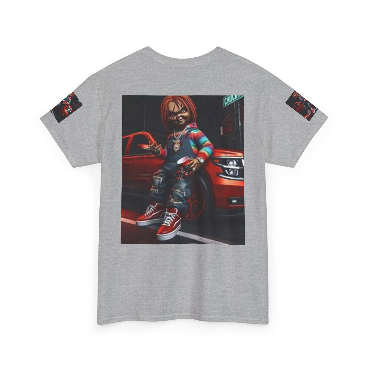 Horror Chucky Graphic Tee — Retro Red Car Street-Chill T-Shirt