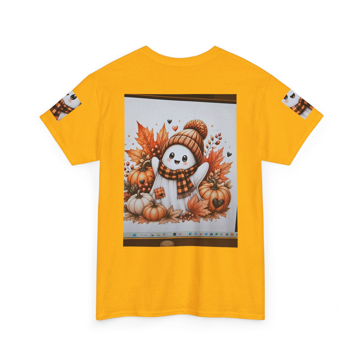 Autumn Snowman Tee — Cute Fall Pumpkin & Leaves Graphic Shirt