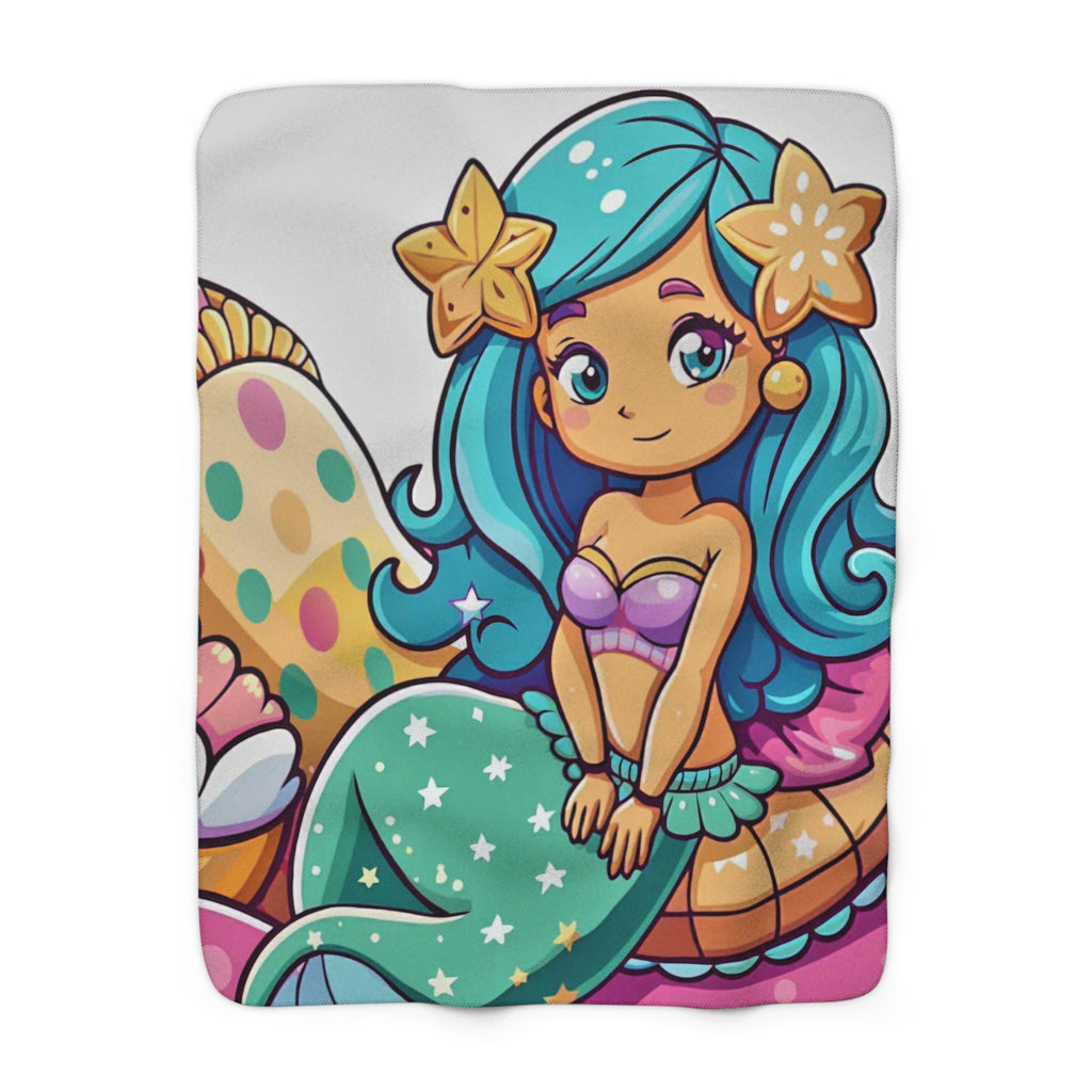 Cute Mermaid Sherpa Blanket — Cozy Fleece Throw for Kids & Beach Lovers