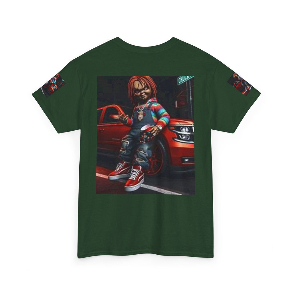 Horror Chucky Graphic Tee — Retro Red Car Street-Chill T-Shirt