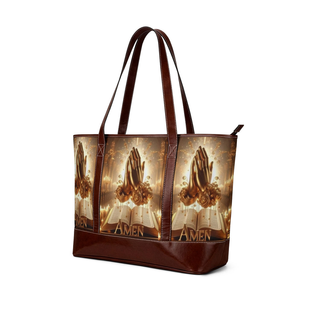 Prayer Hands Tote Bag — 'Amen' Religious Handbag for Church & Spiritual Gifts
