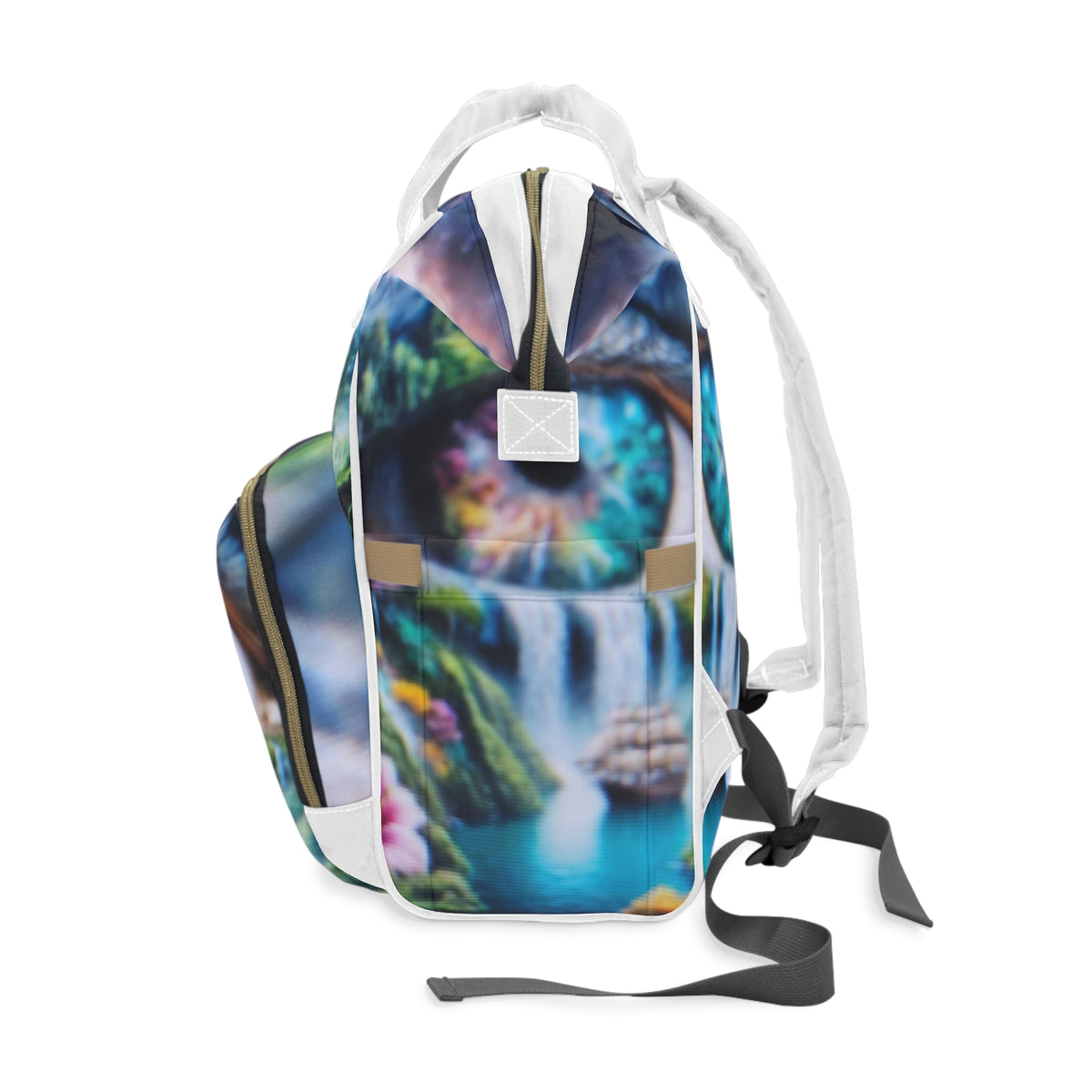 Diaper Backpack – Colorful Waterfall Eye Print Multifunctional Baby Bag