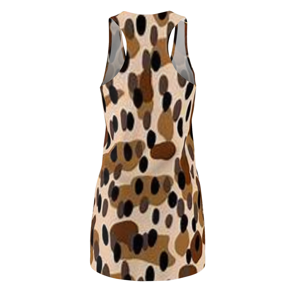 Leopard Spot Racerback Dress – Tan Brown AOP Bodycon