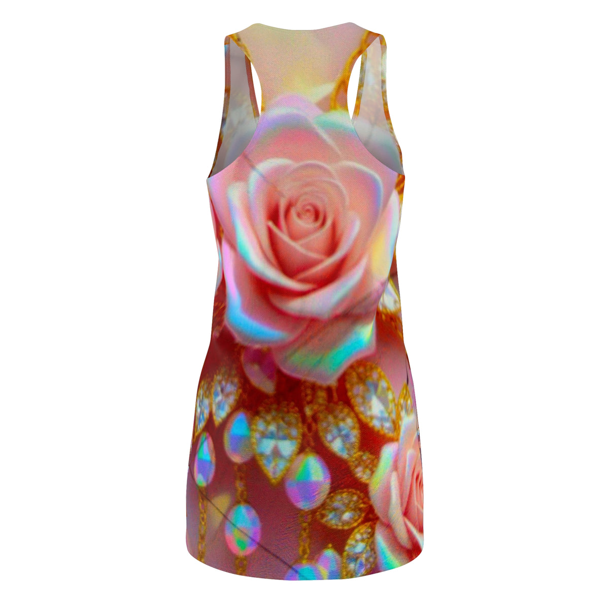 Racerback Dress — Iridescent Pink Rose & Jewel All-Over Print