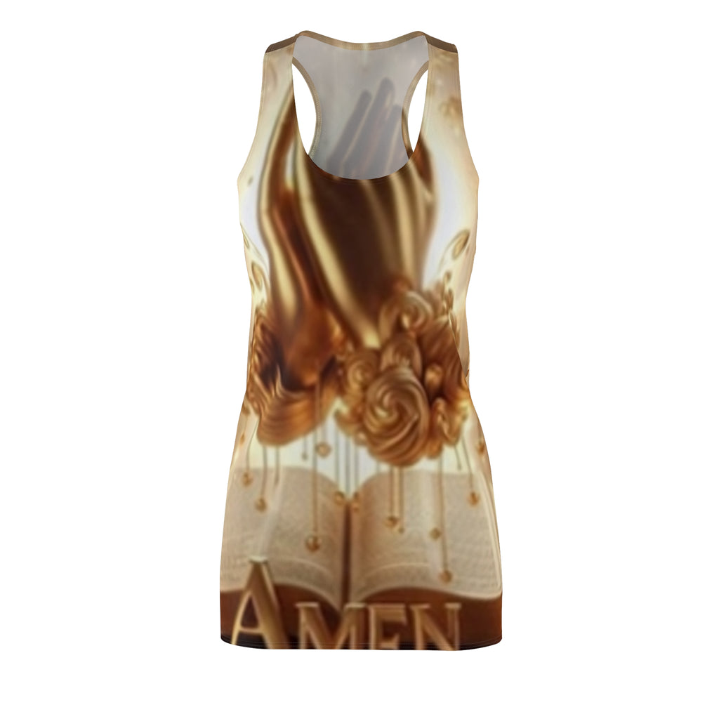 Prayer Hands Racerback Dress — 'Amen' Religious All-Over Print