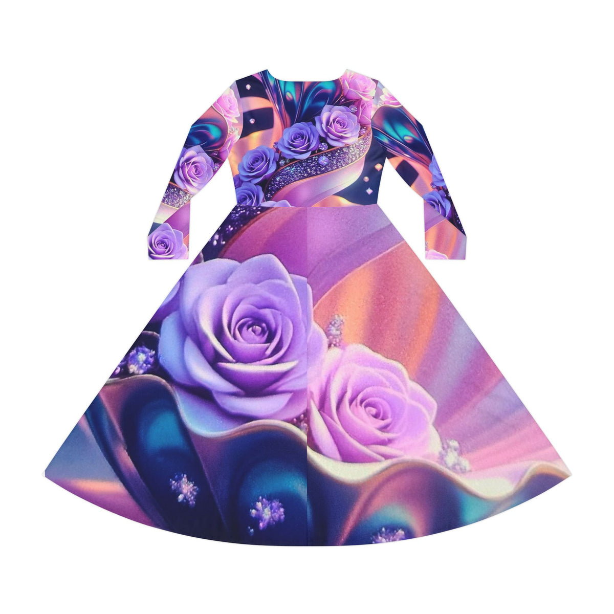Floral Lavender Rose Dance Dress — Women's Long Sleeve AOP