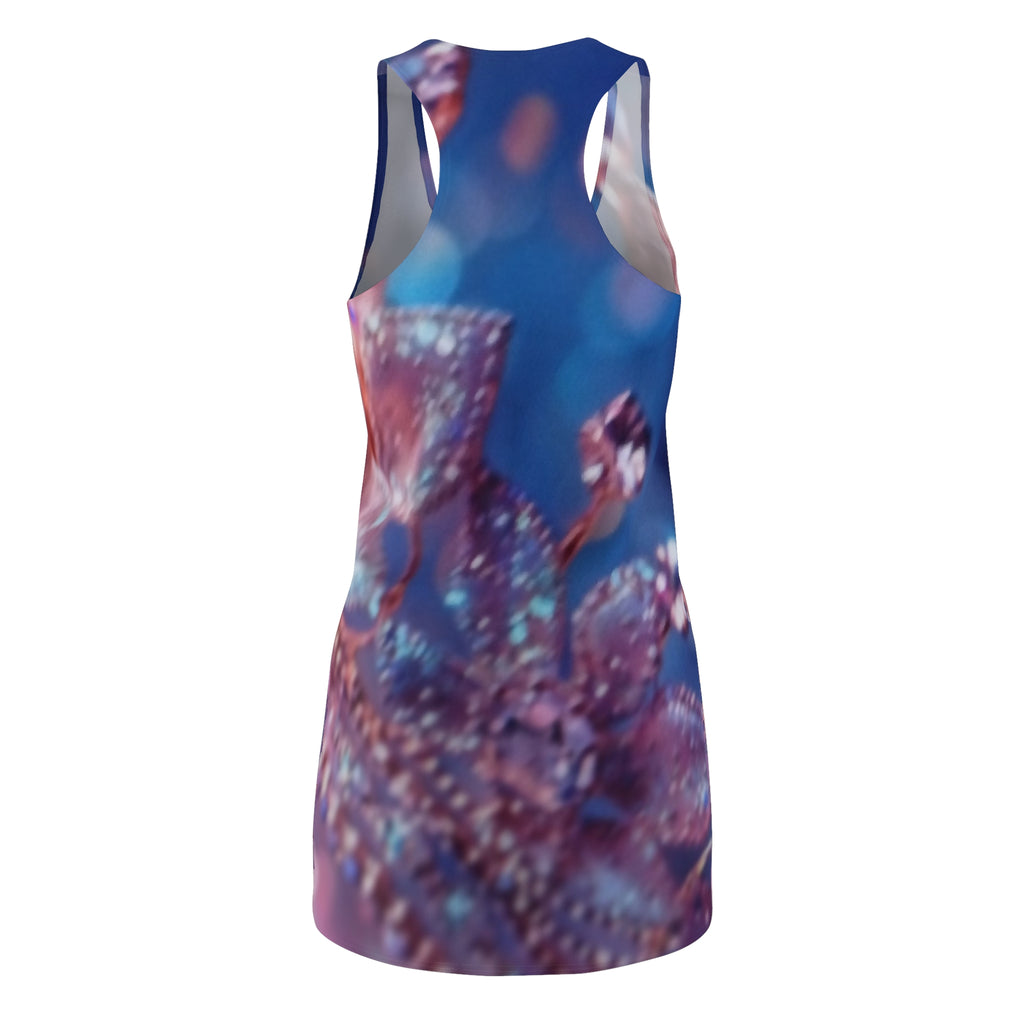 Racerback Dress — Dreamy Blue-Purple Floral Abstract All-Over Print