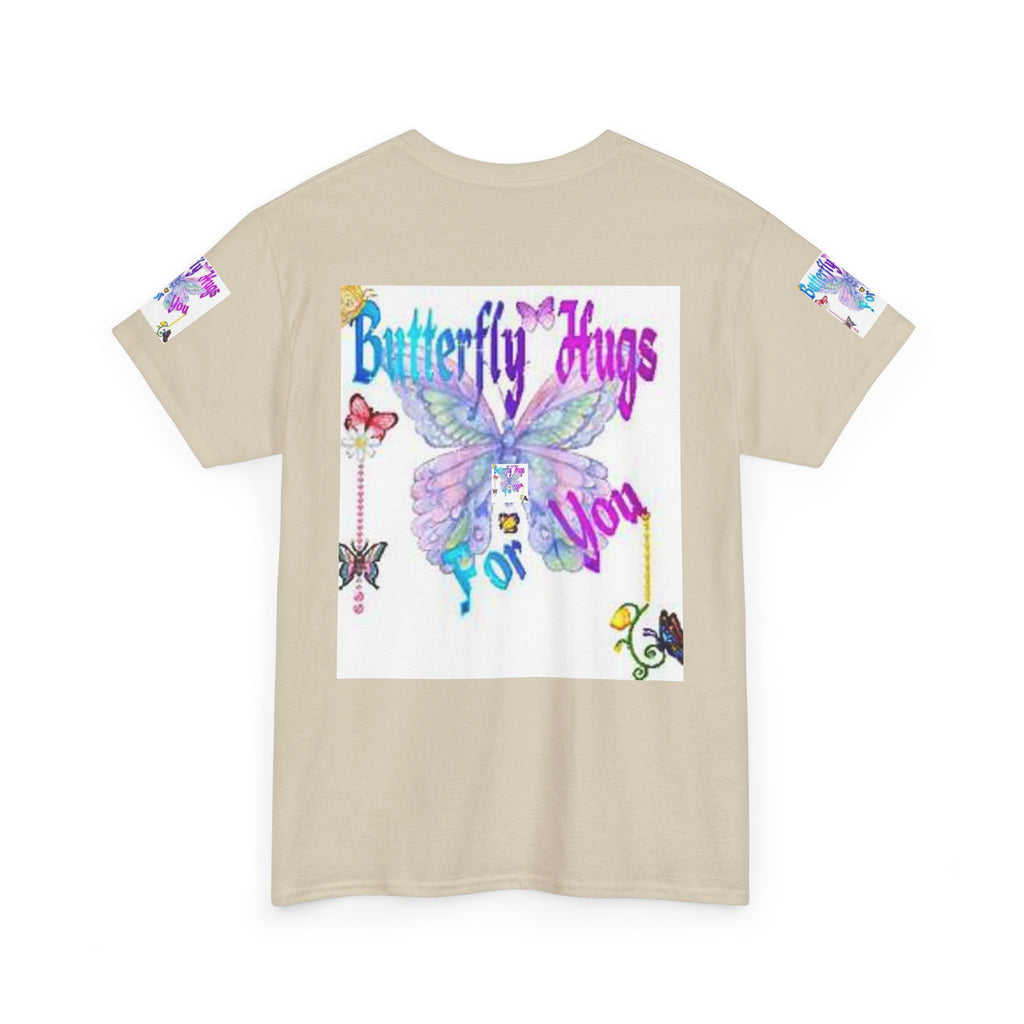 Butterfly Hugs Tee — Pastel Butterfly Graphic Shirt with "Butterfly Hugs For You"