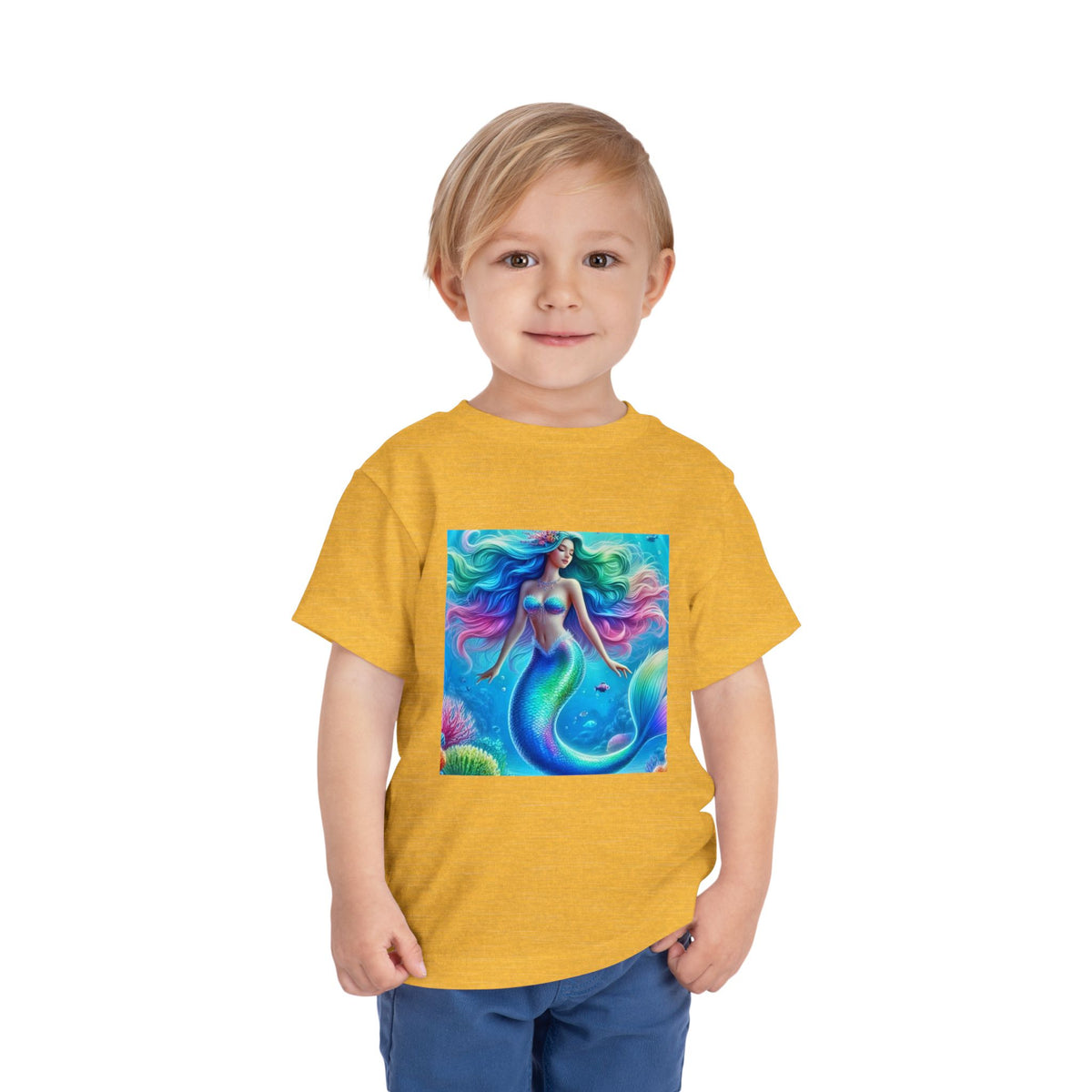 Toddler Mermaid Tee — Colorful Rainbow Sea Princess Short Sleeve Shirt