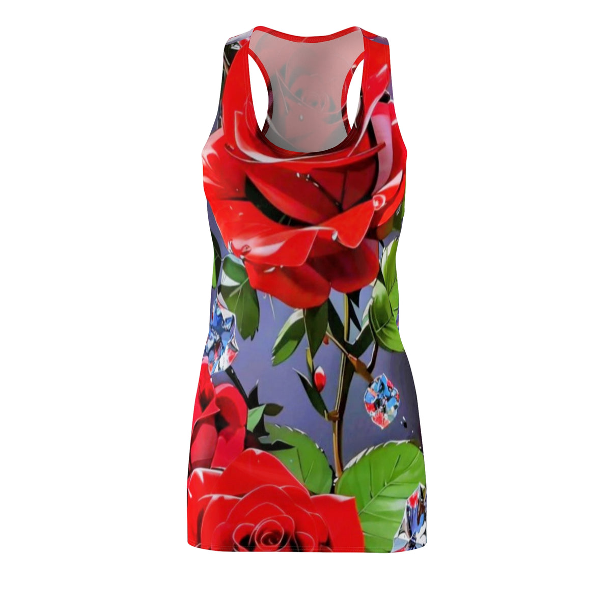 Red Rose All-Over Print Racerback Dress — Floral AOP Summer Dress