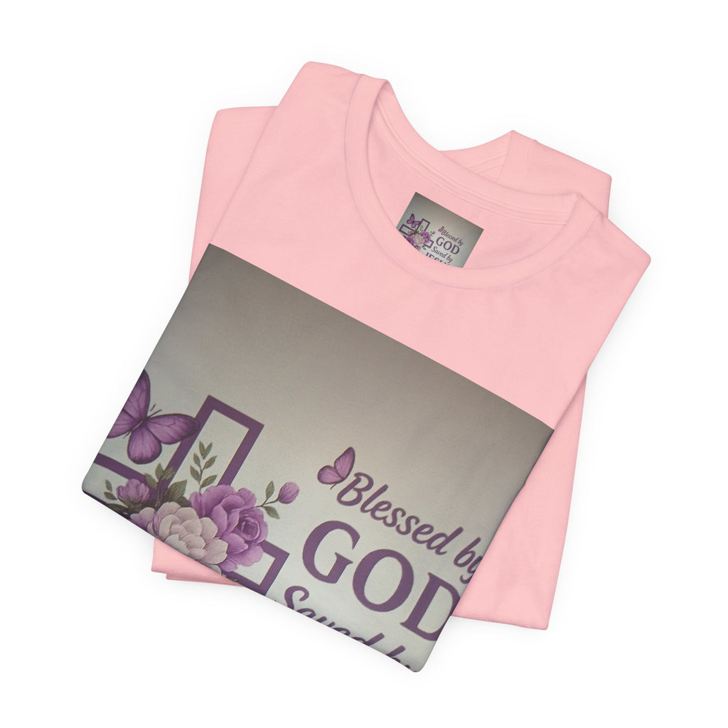 Blessed by God Christian T-Shirt — "Blessed by God, Saved by Jesus, Filled by the Spirit"