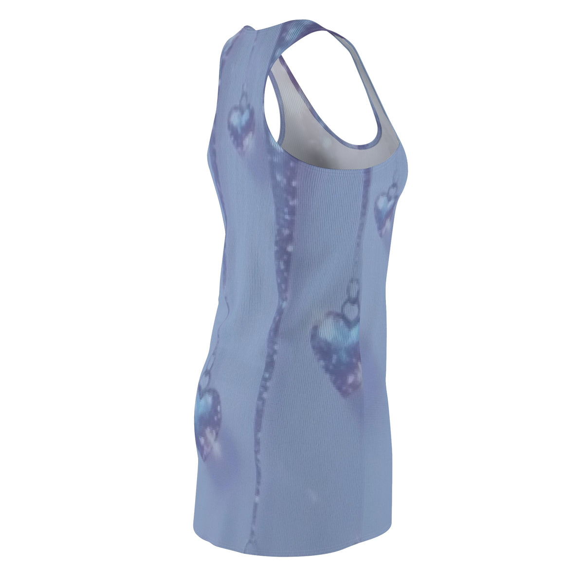 Heart Charm Racerback Dress — Pastel Blue All-Over Print
