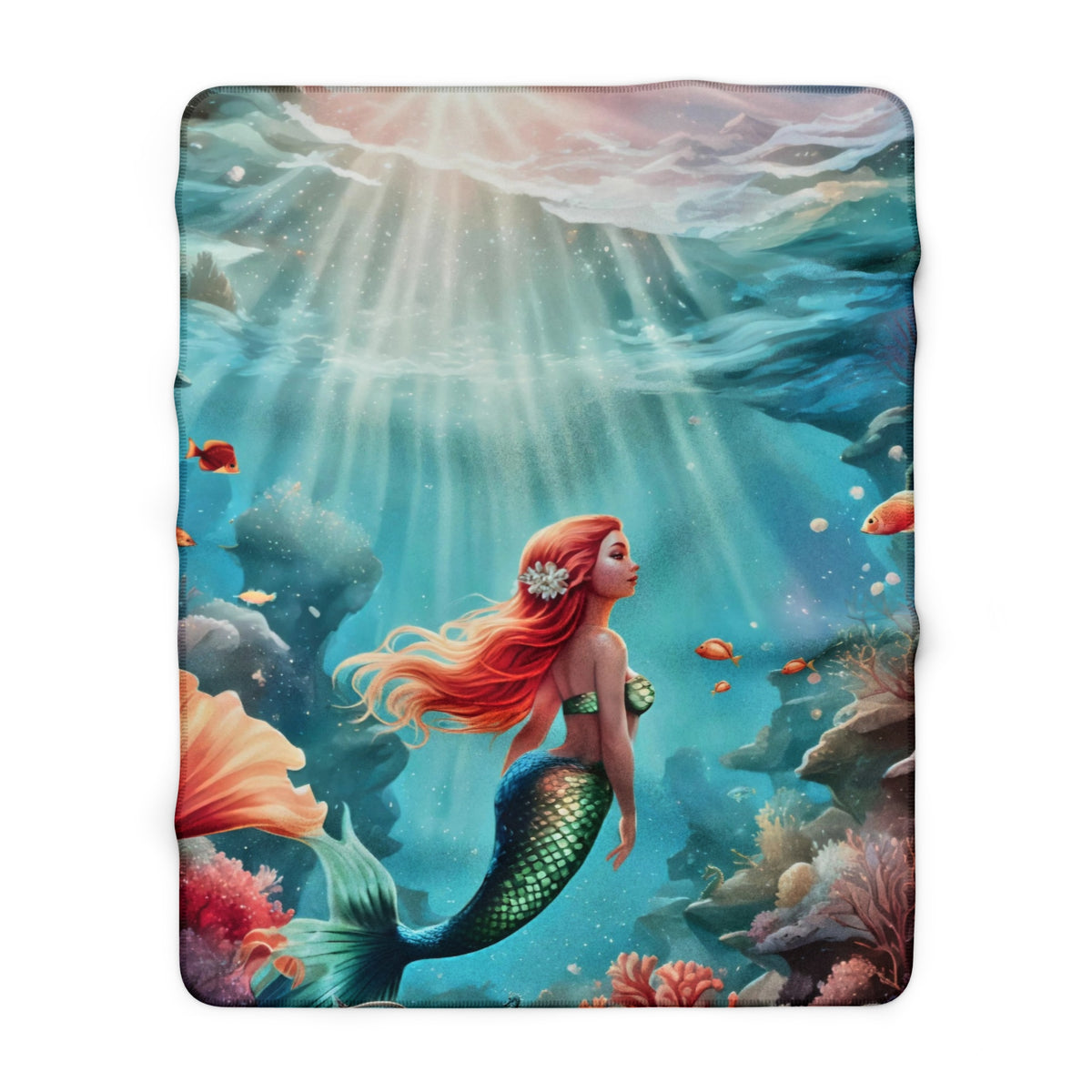Mermaid Sherpa Fleece Blanket — Cozy Underwater Fantasy Throw for Kids & Teens