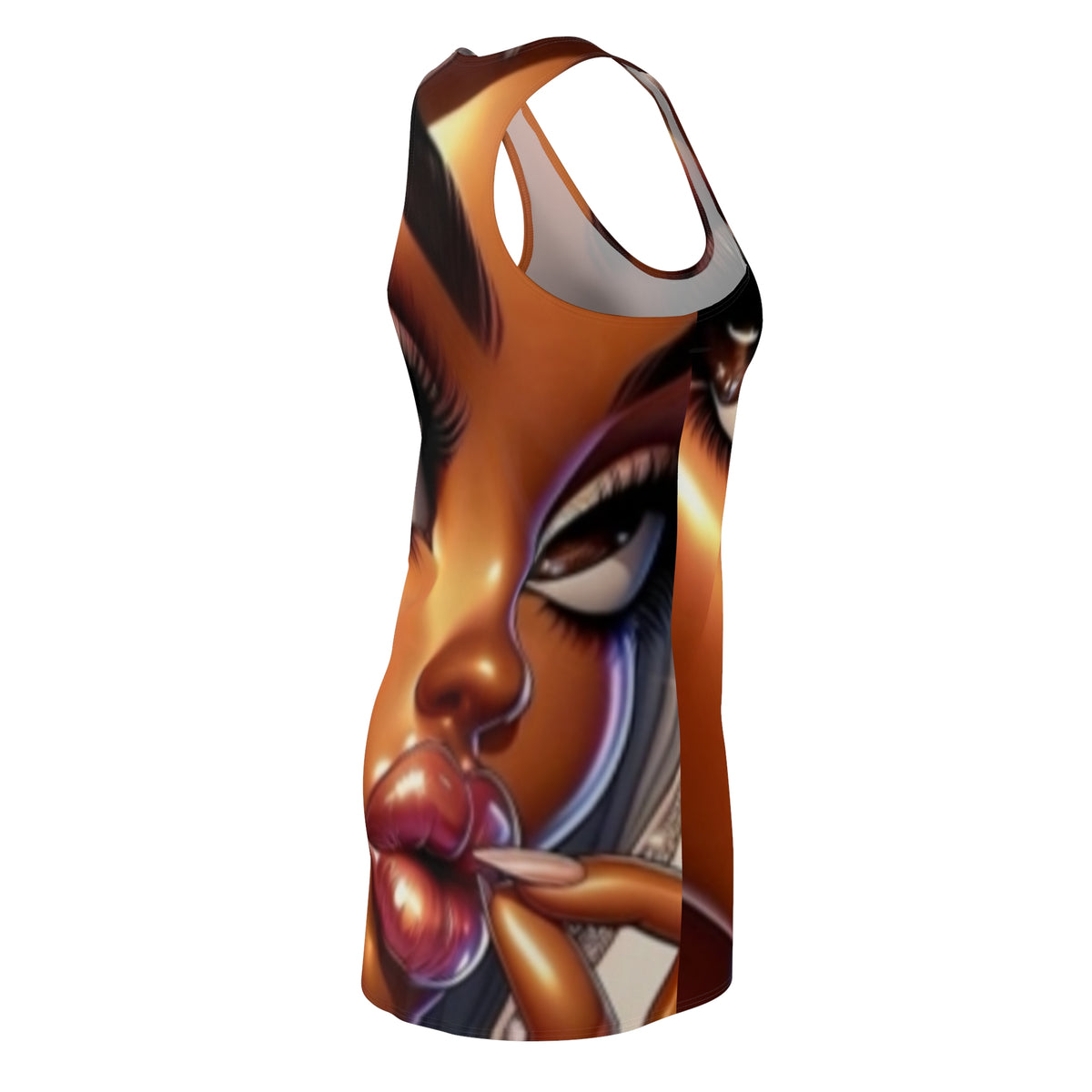 Racerback Dress — Bold Glam Portrait All-Over Print