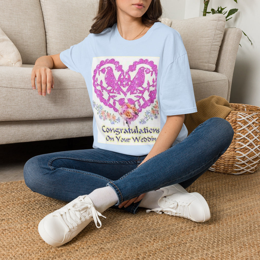 Wedding Congratulations T-Shirt — Pink Glitter Heart Design