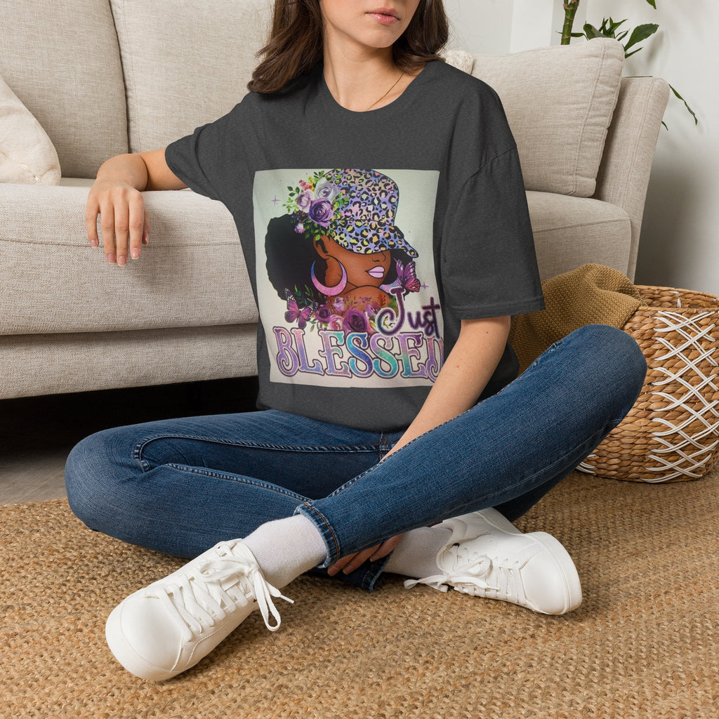 Just Blessed Afro Floral Tee
