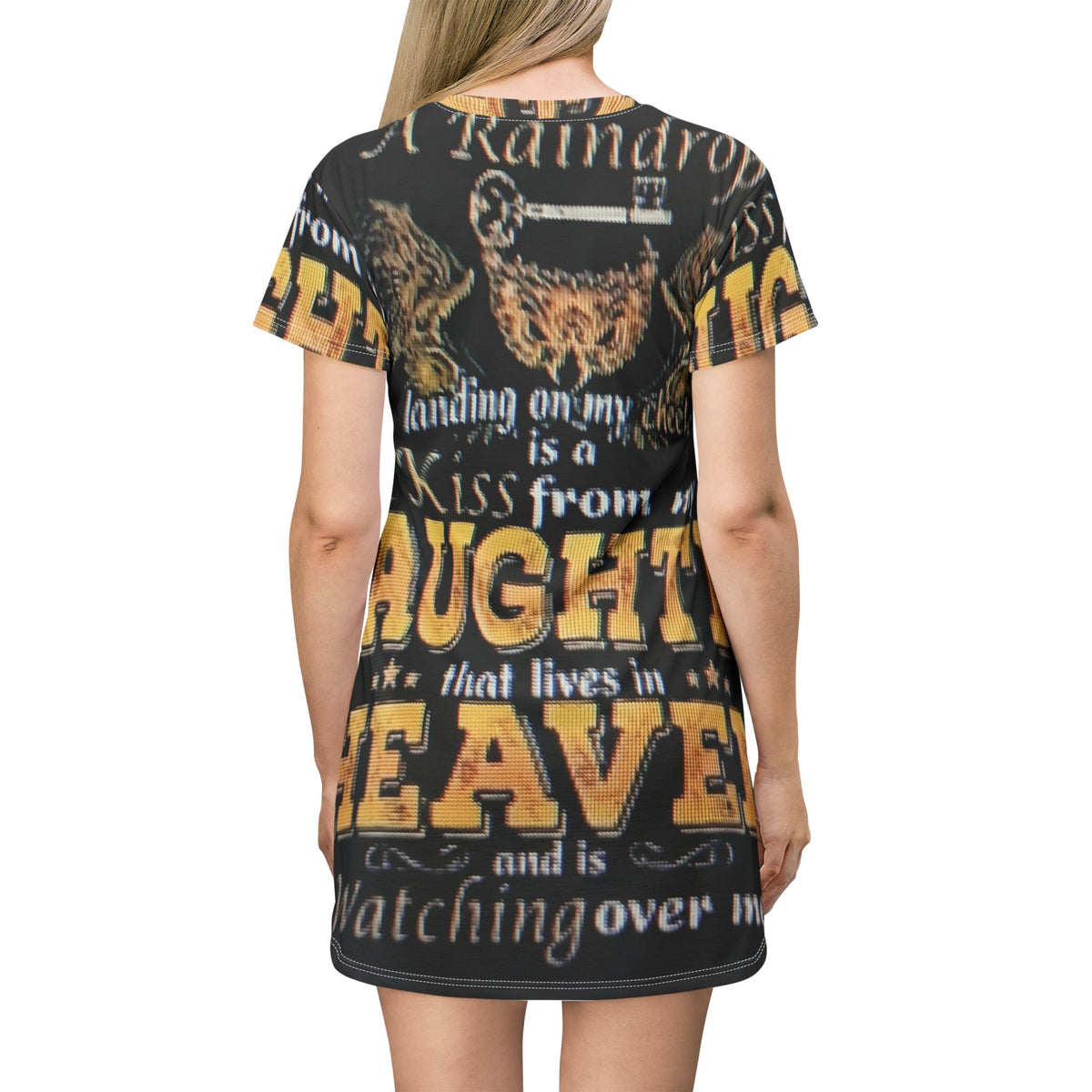 Daughter in Heaven Memorial T‑Shirt Dress — "A Kiss From My Daughter"